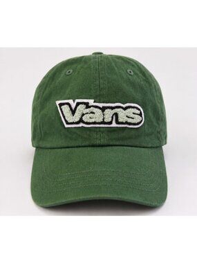 Vans Green Strapback Hat Sherpa Logo Dad Cap Adjustable Skate Streetwear